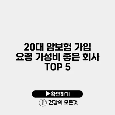20대 암보험 가입 요령 가성비 좋은 회사 TOP 5