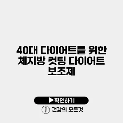 40대 다이어트를 위한 체지방 컷팅 다이어트 보조제