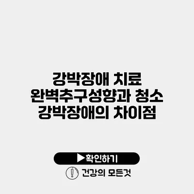 강박장애 치료 완벽추구성향과 청소 강박장애의 차이점