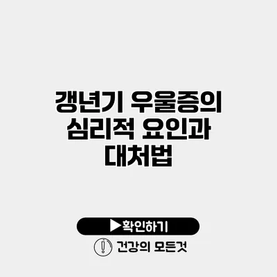 갱년기 우울증의 심리적 요인과 대처법