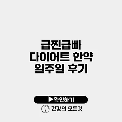 급찐급빠 다이어트 한약 일주일 후기