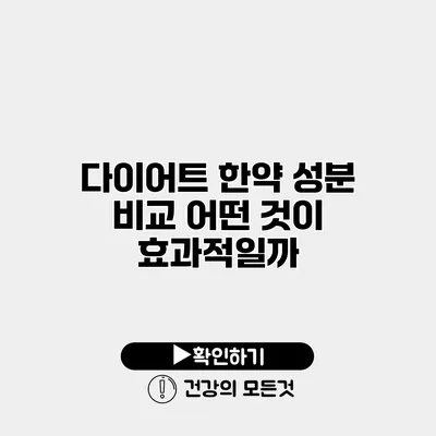 다이어트 한약 성분 비교 어떤 것이 효과적일까?