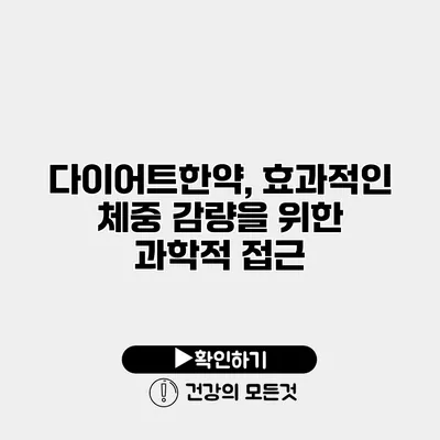 다이어트한약, 효과적인 체중 감량을 위한 과학적 접근