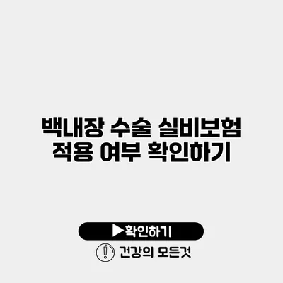 백내장 수술 실비보험 적용 여부 확인하기