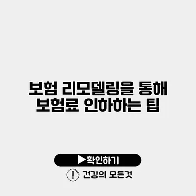 보험 리모델링을 통해 보험료 인하하는 팁