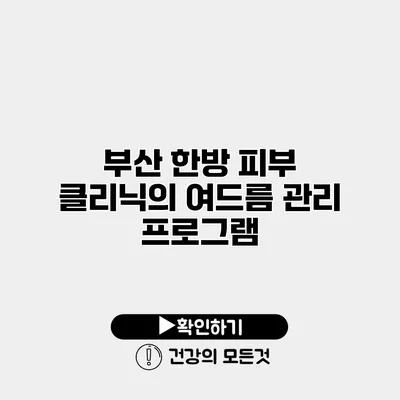 부산 한방 피부 클리닉의 여드름 관리 프로그램