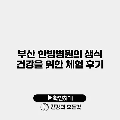 부산 한방병원의 생식 건강을 위한 체험 후기