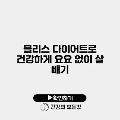 블리스 다이어트로 건강하게 요요 없이 살 빼기