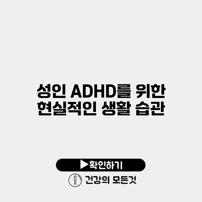 성인 ADHD를 위한 현실적인 생활 습관