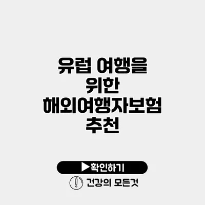 유럽 여행을 위한 해외여행자보험 추천