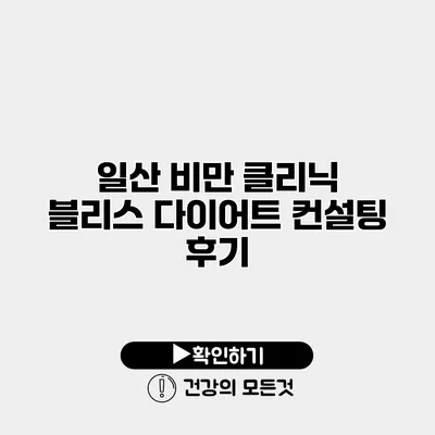 일산 비만 클리닉 블리스 다이어트 컨설팅 후기