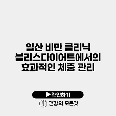 일산 비만 클리닉 블리스다이어트에서의 효과적인 체중 관리