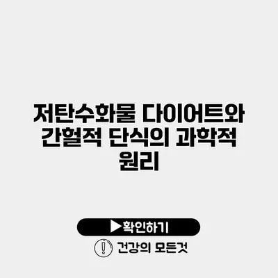 저탄수화물 다이어트와 간헐적 단식의 과학적 원리