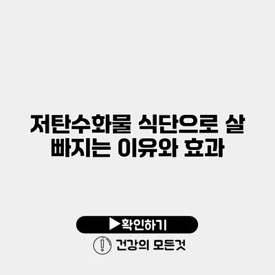 저탄수화물 식단으로 살 빠지는 이유와 효과