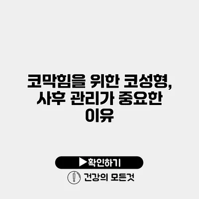 코막힘을 위한 코성형, 사후 관리가 중요한 이유