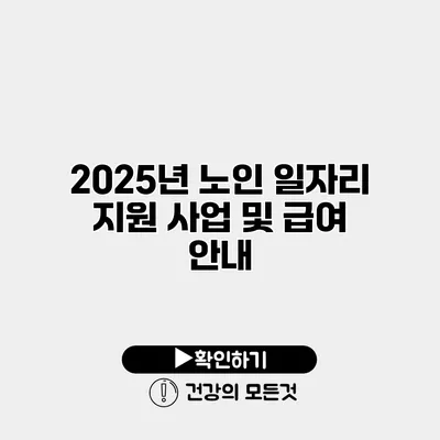 2025년 노인 일자리 지원 사업 및 급여 안내