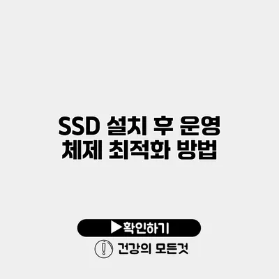 SSD 설치 후 운영 체제 최적화 방법