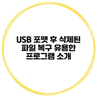 USB 포맷 후 삭제된 파일 복구 유용한 프로그램 소개