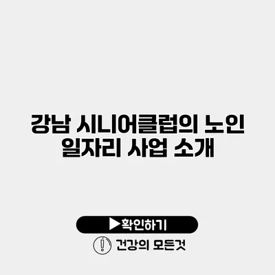 강남 시니어클럽의 노인 일자리 사업 소개