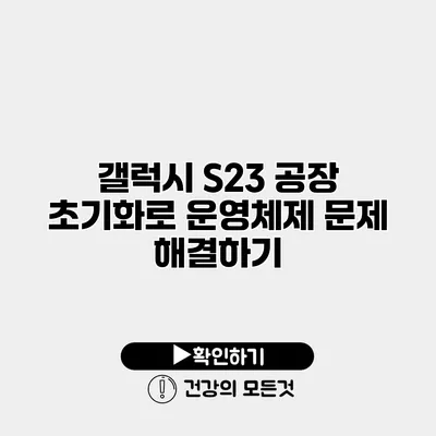 갤럭시 S23 공장 초기화로 운영체제 문제 해결하기
