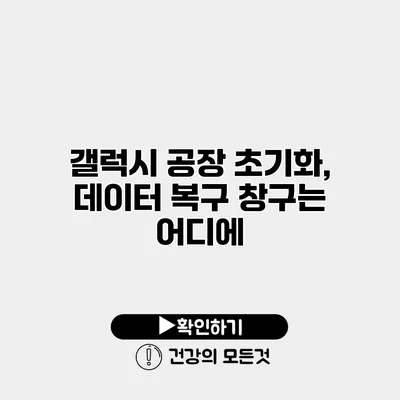 갤럭시 공장 초기화, 데이터 복구 창구는 어디에?