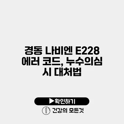 경동 나비엔 E228 에러 코드, 누수의심 시 대처법