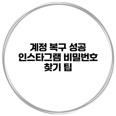 계정 복구 성공 인스타그램 비밀번호 찾기 팁