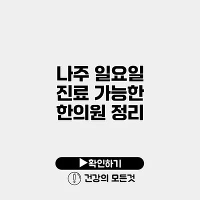 나주 일요일 진료 가능한 한의원 정리