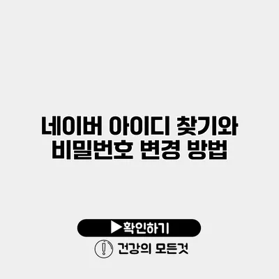 네이버 아이디 찾기와 비밀번호 변경 방법