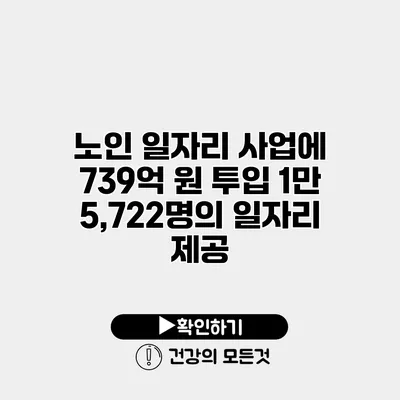 노인 일자리 사업에 739억 원 투입 1만 5,722명의 일자리 제공