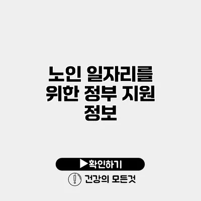 노인 일자리를 위한 정부 지원 정보