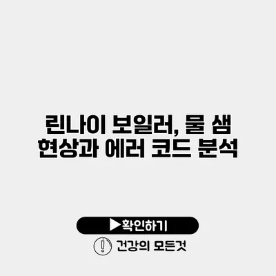린나이 보일러, 물 샘 현상과 에러 코드 분석