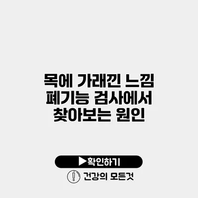 목에 가래낀 느낌 폐기능 검사에서 찾아보는 원인