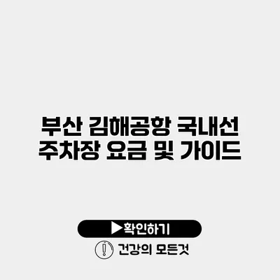 부산 김해공항 국내선 주차장 요금 및 가이드