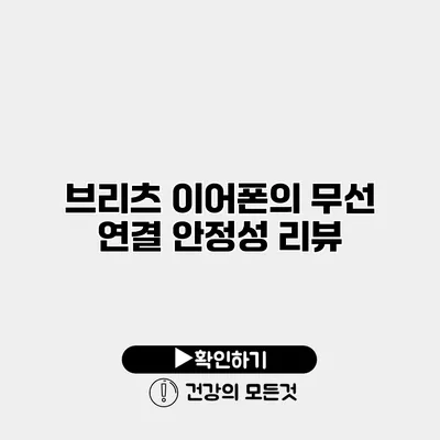 브리츠 이어폰의 무선 연결 안정성 리뷰