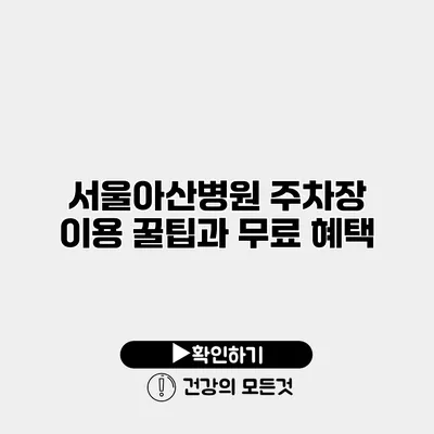서울아산병원 주차장 이용 꿀팁과 무료 혜택