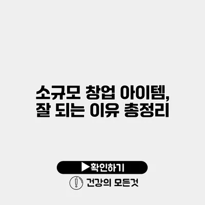 소규모 창업 아이템, 잘 되는 이유 총정리