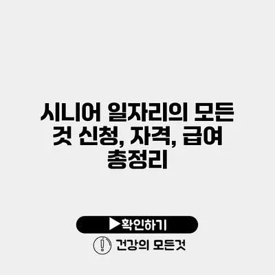시니어 일자리의 모든 것 신청, 자격, 급여 총정리
