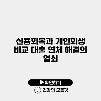 신용회복과 개인회생 비교 대출 연체 해결의 열쇠