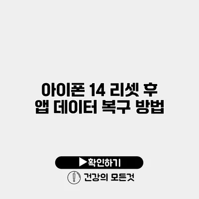 아이폰 14 리셋 후 앱 데이터 복구 방법