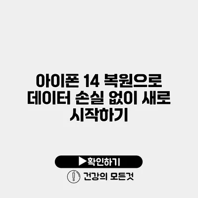 아이폰 14 복원으로 데이터 손실 없이 새로 시작하기