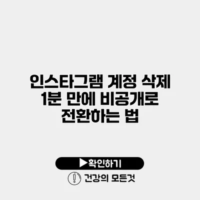 인스타그램 계정 삭제 1분 만에 비공개로 전환하는 법