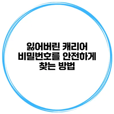 잃어버린 캐리어 비밀번호를 안전하게 찾는 방법