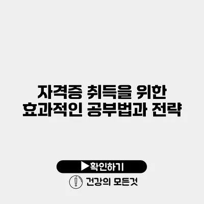 자격증 취득을 위한 효과적인 공부법과 전략