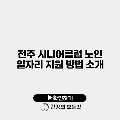 전주 시니어클럽 노인 일자리 지원 방법 소개