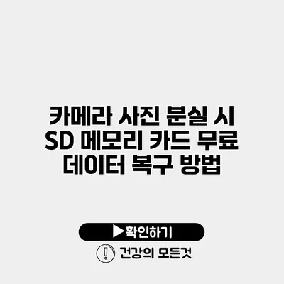 카메라 사진 분실 시 SD 메모리 카드 무료 데이터 복구 방법