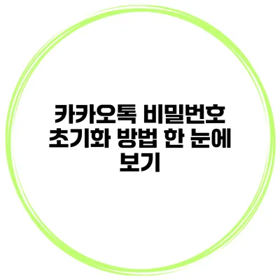 카카오톡 비밀번호 초기화 방법 한 눈에 보기