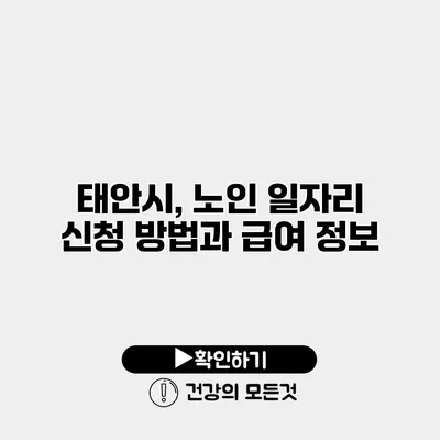 태안시, 노인 일자리 신청 방법과 급여 정보