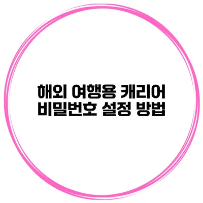 해외 여행용 캐리어 비밀번호 설정 방법